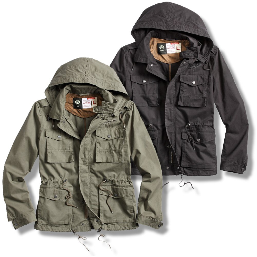 Surplus Raw Vintage Lightweight Military Jacket Parka Olive Green Black